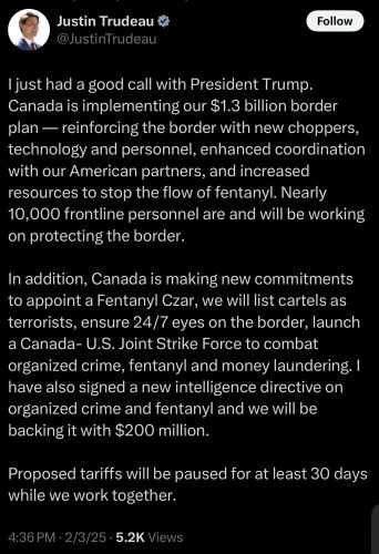 Canada giving into demands to secure the border due to U.S threat of tariffs and the trade war